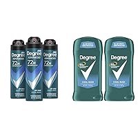 Degree Men Cool Rush Antiperspirant Deodorant Dry Spray 3 count 3.8 oz & Original Stick Deodorant 2 pack 2.7 oz