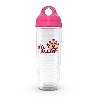 Tervis Princess - Sequins Tumbler with Emblem and Passion Pink Lid 24oz Water Bottle, Clear