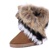 Gaorui Warm Fur Winter Boots For Women - Stylish Womens Winter Boots Mid Calf Ankle Boots Faux Fur Tassel Shoes