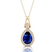 Necklace Sapphire Pendant for Women, Gemstone, Birthsone, Pear Shape, Jewellery for Women, Gift for Mother/Sister/Wife