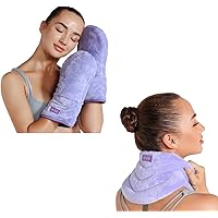 REVIX Microwavable Heating Mittens for Hand and Fingers + Microwavable Heated Neck Wrap with Moist Heat for Stress Pain Relief, Unscented Hot Pack