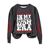 Baseball Mom Sweatshirt Women Casual Crewneck Sweatshirt Baseball Graphic Fashion Pullover Tops Trendy Cute Vintage