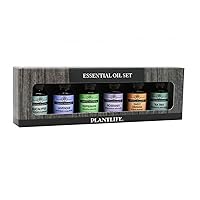 Plantlife Basic Sampler Set 6-Pack (Lavender, Tea Tree, Peppermint, Eucalyptus, Rosemary, and Sweet Orange) - Straight from The Plant 100% Pure Therapeutic Grade - Made in California 10 ml
