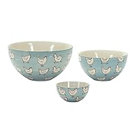 Melrose Set Of 3 Stoneware Bowl With Blue Finish 85194DS
