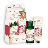 Yves Rocher Spice Infusion Duo Set: Spice Scented Hand Cream & Shower Gel Christmas Edition New Year Gift 50 ml. / 1.7 fl.oz. 30 ml. / 1 fl.oz.