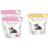 I AM TOFU - Tofu Cat Litter, Natural Flushable Extra Clumping Pellet Litter, 10LB x 3 (Honey Peach 2 & Original 1)