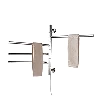 Heated Towel Rack Wall Mounted Polished 304 Stainless Steel Hardwired and Plug 4 Bars Timer Quick Towel Dryer Energy Saving 20x19.6in 51W,Silver,Hardwired (Silver Plug in)