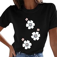 Sequin Tops for Women Plus Size Womens Round Neck Large Fashion Printing Short Sleeve Solid Color T Shirt Pull