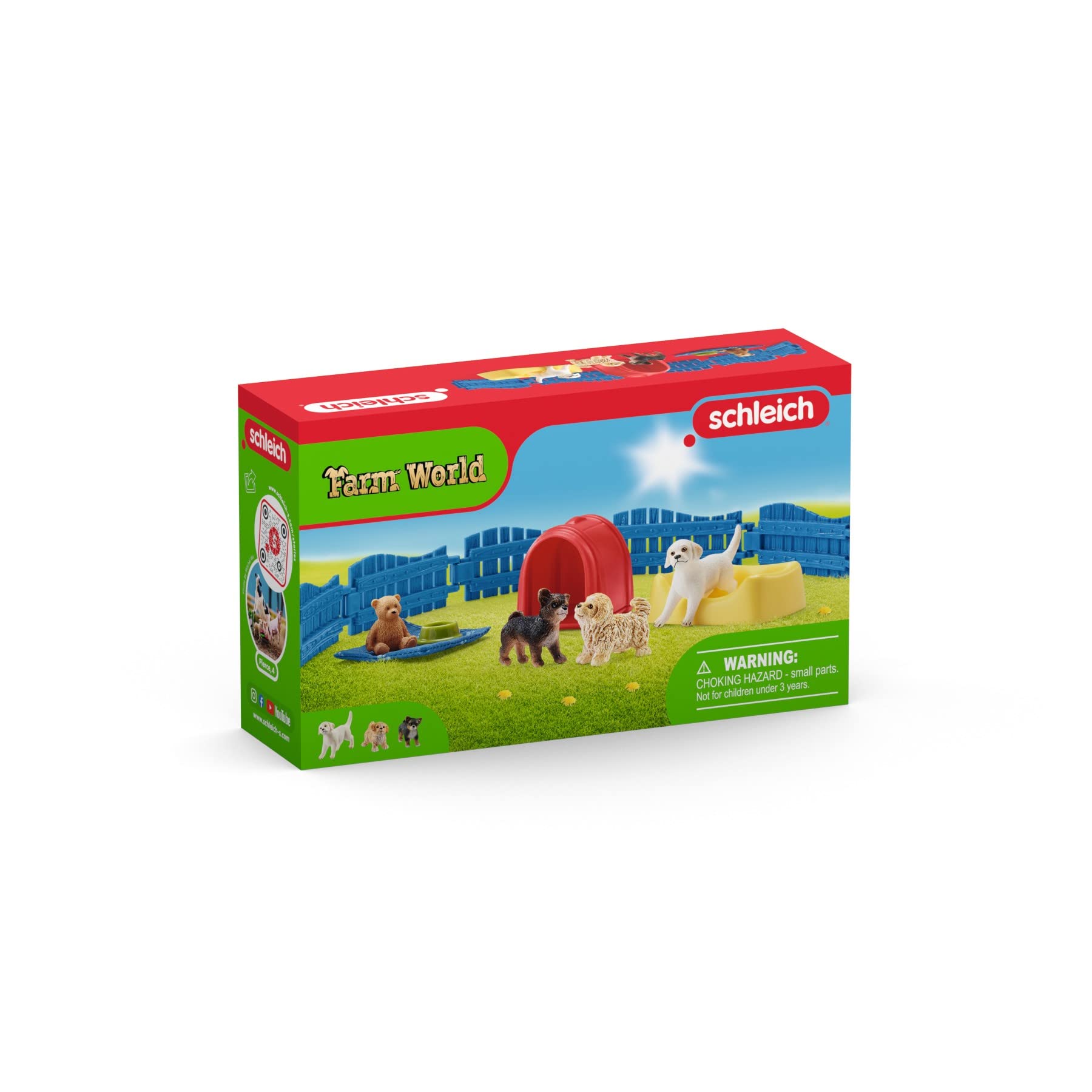 Schleich Farm World, Animal Toys for Boys and Girls Ages 3-8, 13-Piece Playset, Puppy Pen