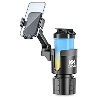 Cup Holder Phone Mount for Car, 2 in 1 Cup Holder Expander for Car with 360°Rotation Long Arm Cell Phone Holder for Car Compatible with All Smartphones