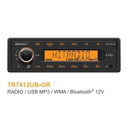 VDO Continental TR7412UB-OR European Style 12v Radio Orange Display Bluetooth