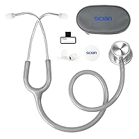 SCIAN Dual Head Stethoscope for Nurses, Kids, Adults, Classic Stainless Steel Stethoscope Kit Medical Supplies with Free Accessories and Carrying Case, Pearlescent Grey Tube
