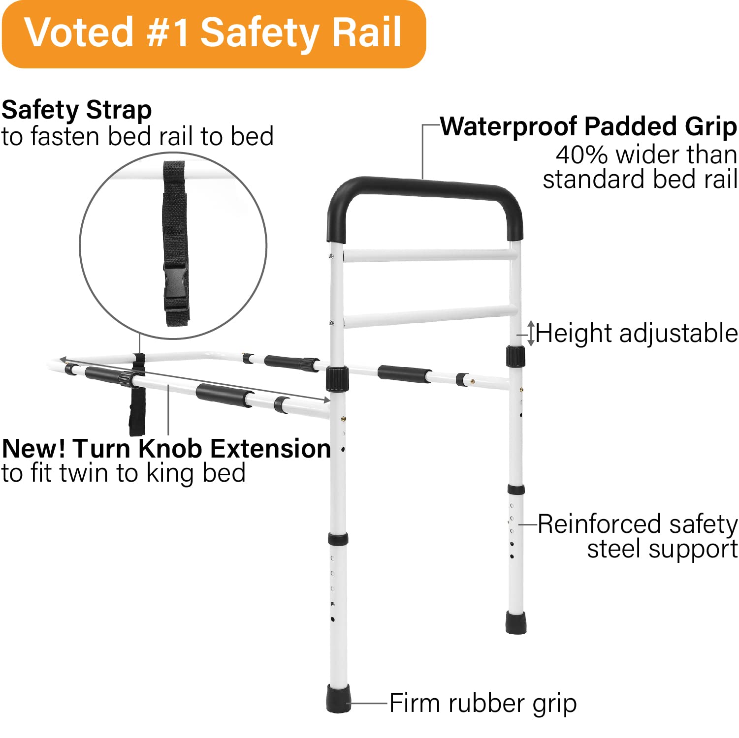 Vaunn Medical Bed Safety Rail Grab Bar Handle and Legs and Arms Pedal Exerciser Bundle