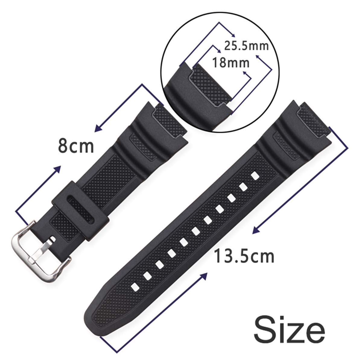 Waterproof Natural Resin Replacement Watch Band for Casio AQ- S800W SGW-300H MRW-200H AE-1200 W-800H W-735H