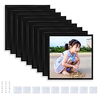 8x8 Picture Tiles | Mix Tiles Picture Frames Stick on Wall | Photo Tiles Peel and Stick Picture Frames as Gallery Wall Frame Set (Black - 9 Pcs)