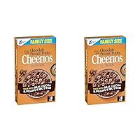 Cheerios Chocolate Peanut Butter Cheerios Cereal, Breakfast Cereal With Whole Grain Oats, 18 OZ Family Size (Pack of 2)