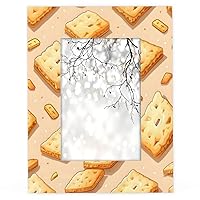 Food Picture Frame, Cartoon Biscuit Pattern Photo Frame,Made of engineered wood and High Definition Glass for 4x6 picture, Table Top Display and Wall Mounting