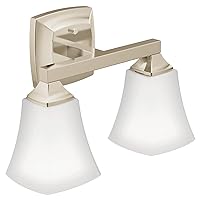 Moen YB5162NL Voss 2-Light Dual-Mount Bath Bathroom Vanity Fixture with Frosted Glass, Polished Nickel