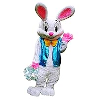 Plush Easter Bunny Rabbit With Vest Halloween Mascot Costume Party Cosplay Dress, Brown