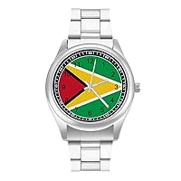 Guyana Flag Classic Watches for Men Fashion Graphic Watch Easy to Read Gifts for Work Workout