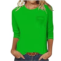 Long Sleeve Tops for Women Summer Fashion T Shirts for Women Crewneck Casual Loose Shirts Basic Tee Top with Pocket