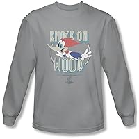 Mens Knock On Wood Long Sleeve Shirt In Silver