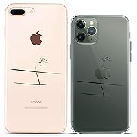 Matching Couple Cases Compatible for iPhone 15 14 13 12 11 Pro Max Mini Xs 6s 8 Plus 7 Xr 10 SE 5 His Hers Relationship Black Drawing Quote Minimal Clear Girlfriend Silicone Cover Love