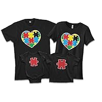 Autism Awareness Puzzle Heart | Dad Mom Child Matching Family Shirts Set