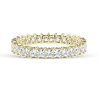Moissanite Wedding Band Diamond Eternity Ring for Women White Gold/Yellow Gold/Rose Gold 2 Ct Princess Cut VVS1 Clarity Moissanite Band