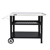 Royal Gourmet PC3404S Rolling Dining Table with Trash Bag Holder, Outdoor Garden Patio BBQ Kitchen Food Prep Table Cart, 34