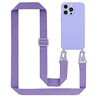 Mobile Phone Chain Compatible with Apple iPhone 13 PRO MAX in Liquid Light Purple - Silicone Protective Case with Length Adjustable Cord Strap