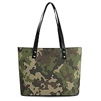 Womens Handbag Green Camouflage Leather Tote Bag Top Handle Satchel Bags For Lady