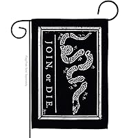 Black Join Or Die Garden Flag Americana US Historic July Memorial Veteran Independence United State American House Decoration Banner Small Yard Gift Double-Sided, Made in USA