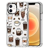 MOSNOVO for iPhone 12 & iPhone 12 Pro Case, [Buffertech 6.6 ft Drop Impact] [Anti Peel Off] Clear Shockproof TPU Protective Bumper Phone Cases Cover with Coffee Design
