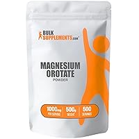 BulkSupplements.com Magnesium Orotate Powder - High Absorption Magnesium, Magnesium Orotate Supplements - Gluten Free, 1000mg (65mg of Magnesium) per Serving, 500g (1.1 lbs) (Pack of 1)