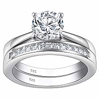 SHELOVES Sterling Silver Engagement Rings Wedding Band Set Soliraire Round CZ Cubic Zirconia Sz 4-13
