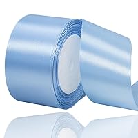 Light Blue Satin Ribbon 2 Inches x 25 Yards, Solid Color Fabric Ribbon for Gift Wrapping, Crafts, Hair Bows Making, Wreath, Wedding Party Decoration and Sewing Projects