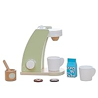Teamson Kids - Little Chef Frankfurt Wooden Coffee Machine Play Kitchen Accessories - Green- 8 pcs