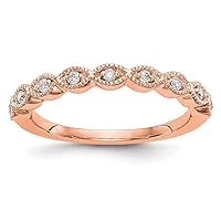 14k Rose Gold Lab Grown Diamond Band Size 7.00 Jewelry for Women