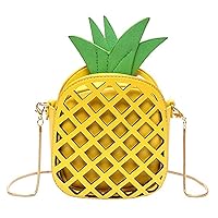 Womens Teen Girl Leather Crossbody Bag Cupcake Pineapple Shape Mini Shoulder Bag (Pineapple Yellow, 5.50