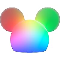 Disney Mickey Mouse Squishy Light, Color Changing, Night Light for Kids, USB Lamp, Battery Operated, Dimmable, Ideal for Bedroom, Playroom, Living Room, and More, 66944