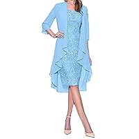 Women's Flannel Dress Two Pieces Charming Wedding Dress Solid Color Mother of Bride Lace Dresses Shirts, S-5XL
