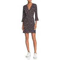 French Connection Womens Verona Floral Print Surplice Neck Casual Dress Black 0
