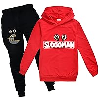 Boys Girls Slogoman Sweatshirts and Sweatpants Sets Kids Fall Novelty Hoodies Casual Lightweight Clothing Outfits