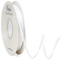 Ribbli Satin Ribbon 1/8 inch x Continuous 100 Yards, Thin White Ribbon Double Faced Use for Wedding Invitation Card, Gift Wrapping, Christmas Ornaments,Tag Decoration