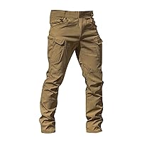 Cargo for Men,Plus Size Multi Pocket Casual Long Work Pant Stretch Elastic Waist Outdoor Fashion Trousers