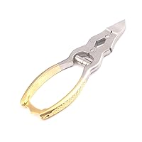 Nail Clipper Heavy Duty Nail Nipper for Thick & Ingrown Toenails Premium Stainless Steel with Safety Lock Sharp Edge Blades Gold Plated