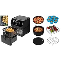 COSORI Air Fryer with Customizable 10 Presets & Shake Reminder,Cookbook(100 Recipes),Accessories XL, Set of 6 Fit all 5.8Qt, 6Qt Air Fryer, FDA Compliant, BPA Free, Dishwasher Safe, Nonstick Coating