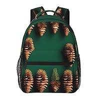 Pine Cone Border print Lightweight Bookbag Casual Laptop Backpack for Men Women College backpack
