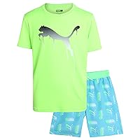 PUMA Boys' Swim Set - Bathing Suit Swim Trunks with Matching Basic Short Sleeve T-Shirt - Swimwear Set for Big Boys (S-XL)